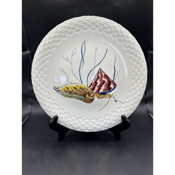 GIEN Grands Crustaces #6 Crab w/Shell Hand Painted Faience 10" Plate France 1961 - Picture 2 of 8